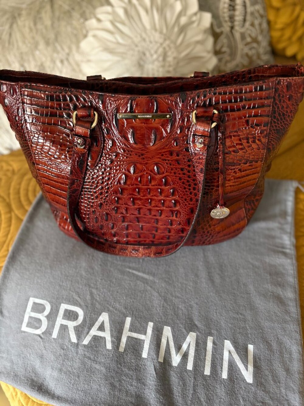 Brahmin Pecan Cognac Medium Asher Tote
